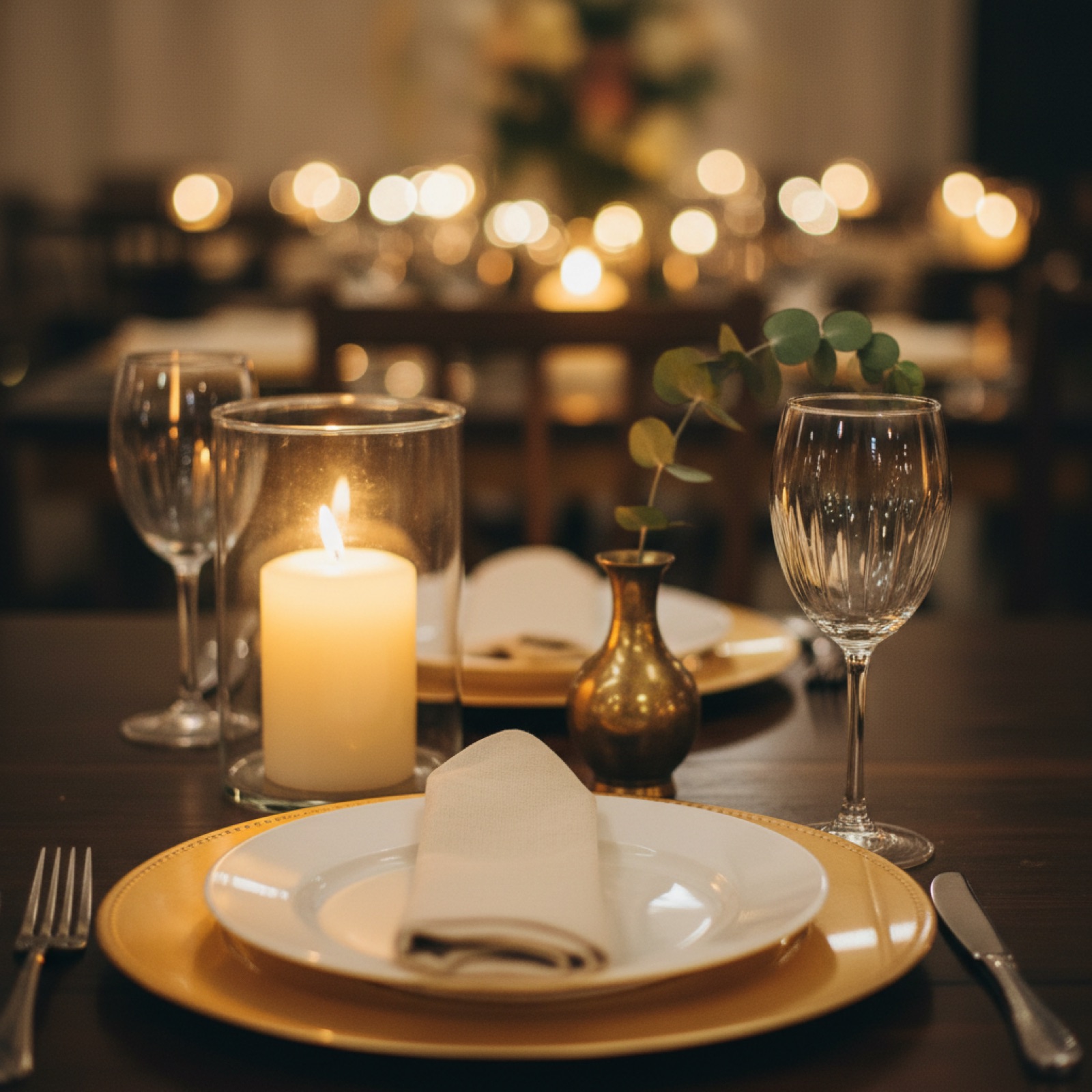 Close-up detail of an elegant table setting at The Laurel Room